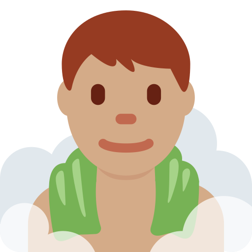 Чоловік у лазні: середній тон шкіри для Twitter (X) Twemoji 15.0.3