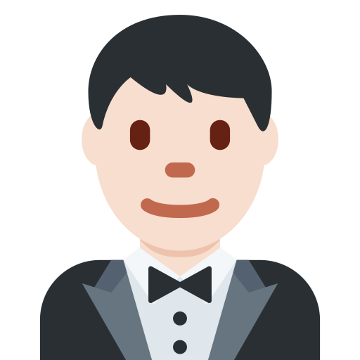 Мужчина в смокинге: очень светлый тон кожи для Twitter (X) Twemoji 15.0.3
