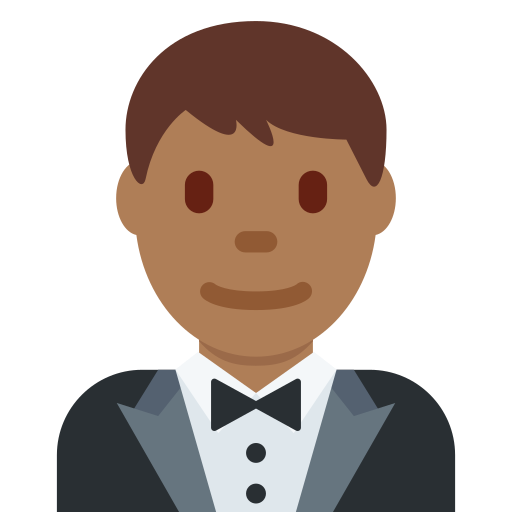 Мужчина в смокинге: темный тон кожи для Twitter (X) Twemoji 15.0.3