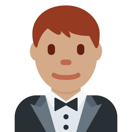 Мужчина в смокинге: средний тон кожи для Twitter (X) Twemoji 15.0.3