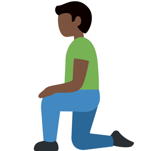 Чоловік на колінах: дуже темний тон шкіри для Twitter (X) Twemoji 15.0.3