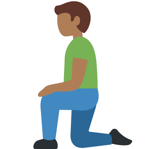 Мужчина на коленях: темный тон кожи для Twitter (X) Twemoji 15.0.3