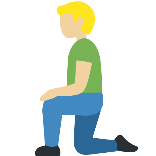 Чоловік на колінах: світлий тон шкіри для Twitter (X) Twemoji 15.0.3