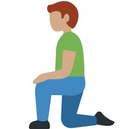 Чоловік на колінах: середній тон шкіри для Twitter (X) Twemoji 15.0.3