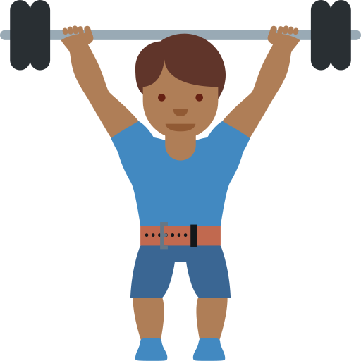 Мужчина со штангой: темный тон кожи для Twitter (X) Twemoji 15.0.3