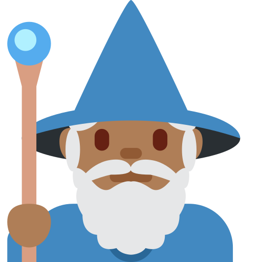 Мужчина-маг: темный тон кожи для Twitter (X) Twemoji 15.0.3