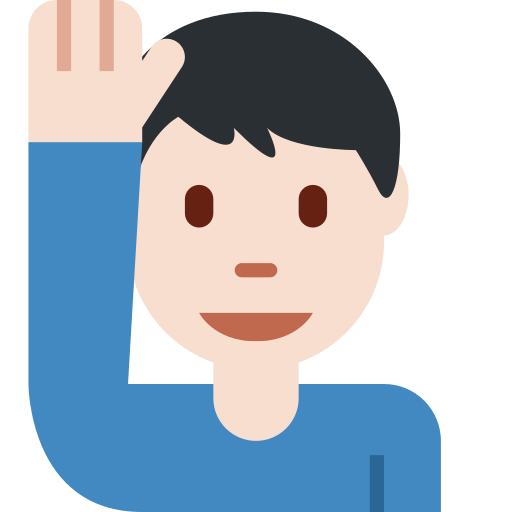Мужчина с поднятой рукой: очень светлый тон кожи для Twitter (X) Twemoji 15.0.3