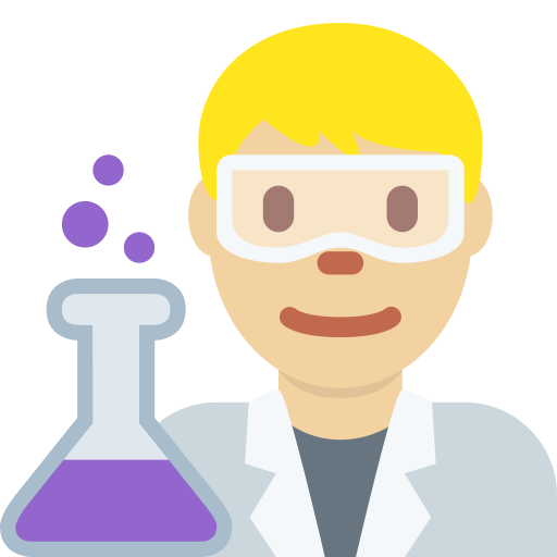 Мужчина-ученый: светлый тон кожи для Twitter (X) Twemoji 15.0.3