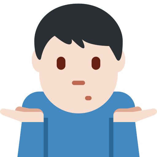 Мужчина пожимает плечами: очень светлый тон кожи для Twitter (X) Twemoji 15.0.3