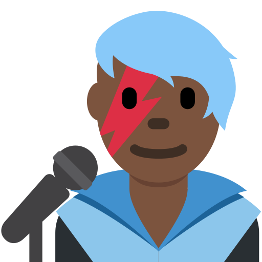 Мужчина-певец: очень темный тон кожи для Twitter (X) Twemoji 15.0.3