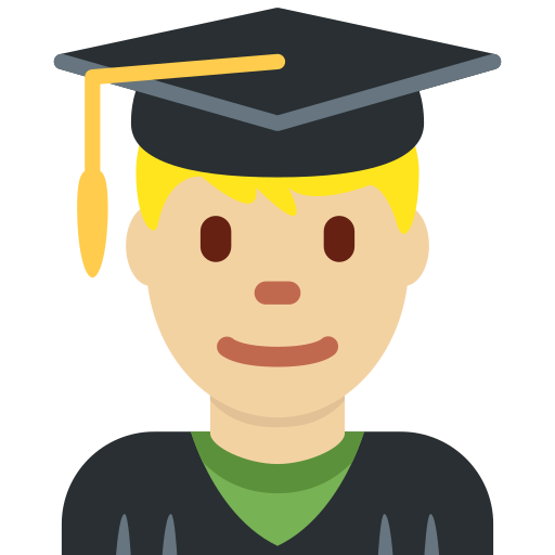 Студент: світлий тон шкіри для Twitter (X) Twemoji 15.0.3