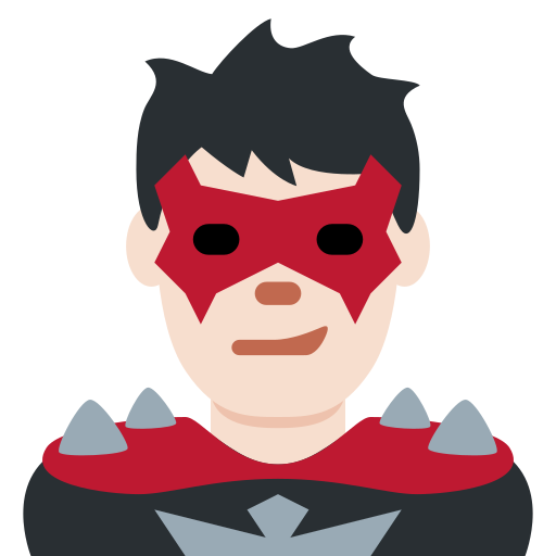 Чоловік-суперлиходій: дуже світлий тон шкіри для Twitter (X) Twemoji 15.0.3