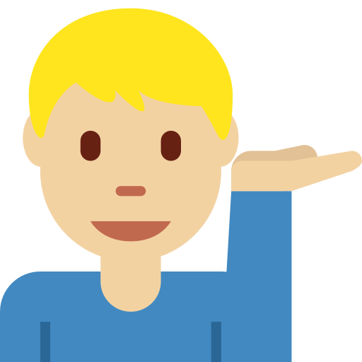 Мужчина тянет руку: светлый тон кожи для Twitter (X) Twemoji 15.0.3