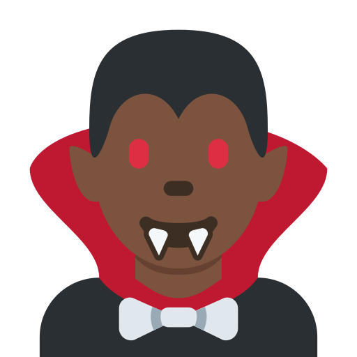 Мужчина-вампир: очень темный тон кожи для Twitter (X) Twemoji 15.0.3