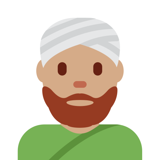 Мужчина в тюрбане: средний тон кожи для Twitter (X) Twemoji 15.0.3