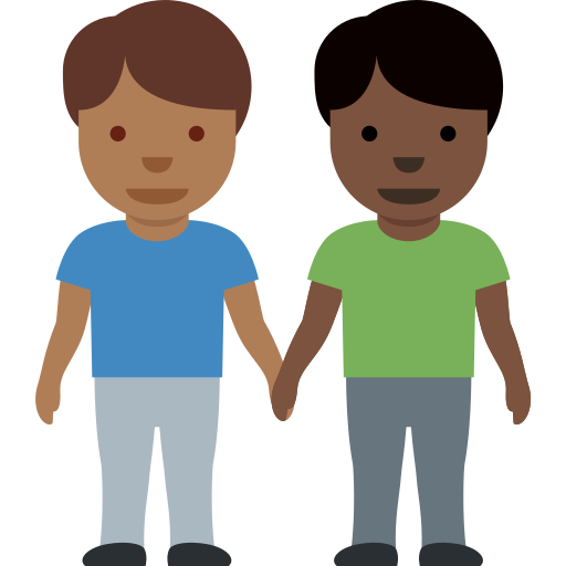 Двоє чоловіків: темний тон шкіри дуже темний тон шкіри для Twitter (X) Twemoji 15.0.3