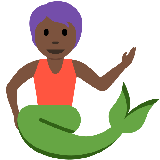 Русалка: очень темный тон кожи для Twitter (X) Twemoji 15.0.3