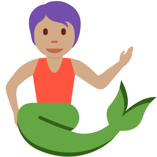 Русалка: середній тон шкіри для Twitter (X) Twemoji 15.0.3