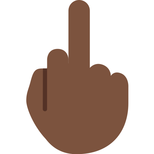 Средний палец: очень темный тон кожи для Twitter (X) Twemoji 15.0.3