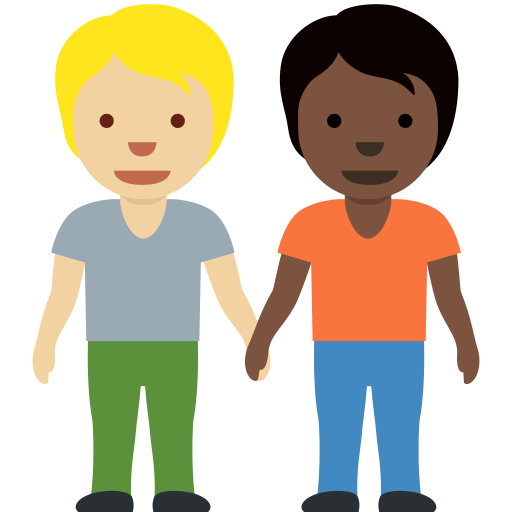 Люди, держащиеся за руки: светлый тон кожи очень темный тон кожи для Twitter (X) Twemoji 15.0.3