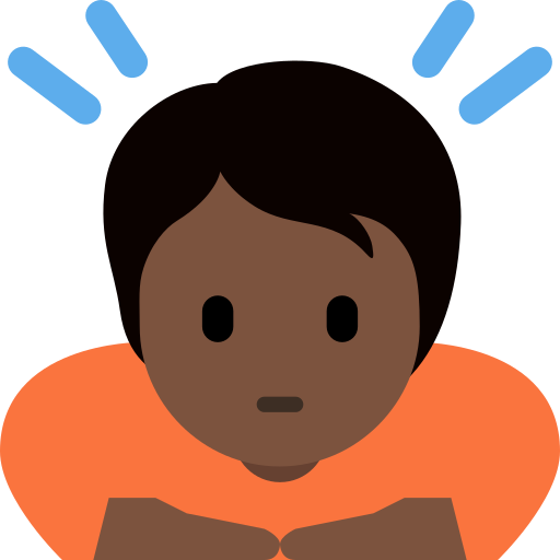 Людина кланяється: дуже темний тон шкіри для Twitter (X) Twemoji 15.0.3