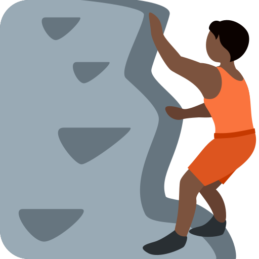 Людина піднімається по скелі: дуже темний тон шкіри для Twitter (X) Twemoji 15.0.3