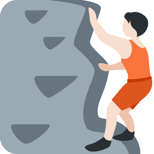 Человек взбирается по скале: очень светлый тон кожи для Twitter (X) Twemoji 15.0.3