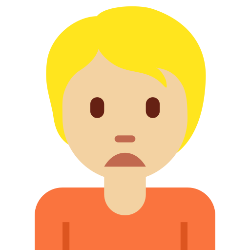 Нахмурившийся человек: светлый тон кожи для Twitter (X) Twemoji 15.0.3