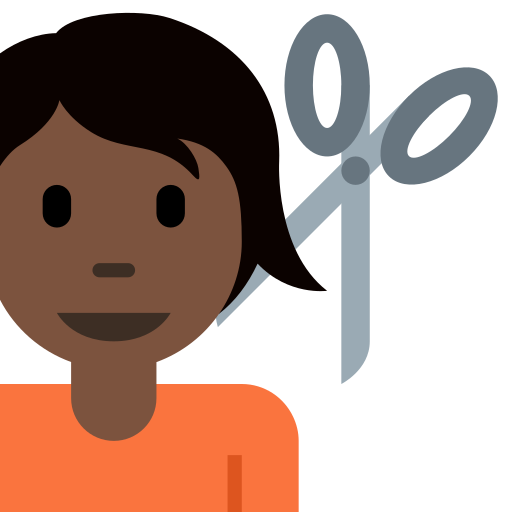 Человек у парикмахера: очень темный тон кожи для Twitter (X) Twemoji 15.0.3
