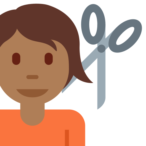 Людина у перукаря: темний тон шкіри для Twitter (X) Twemoji 15.0.3