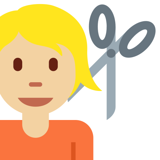 Людина у перукаря: світлий тон шкіри для Twitter (X) Twemoji 15.0.3