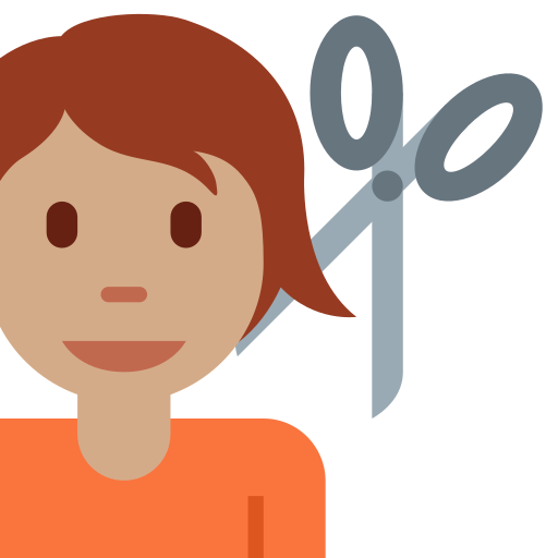 Людина у перукаря: середній тон шкіри для Twitter (X) Twemoji 15.0.3