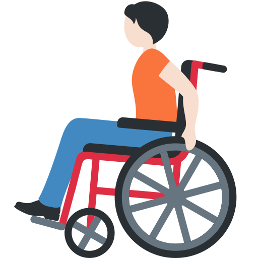 Людина в кріслі-колясці з ручним приводом: дуже світлий тон шкіри для Twitter (X) Twemoji 15.0.3