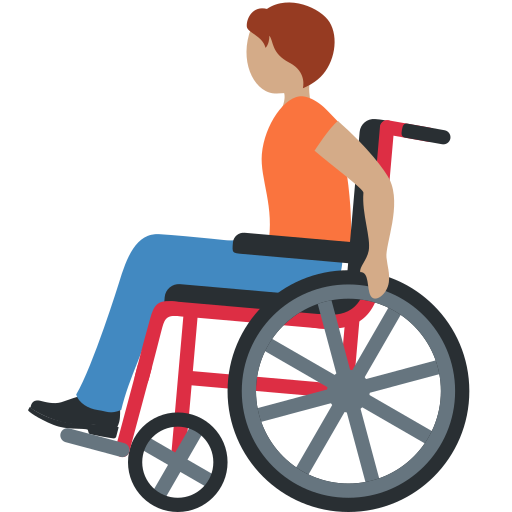Человек в кресле-коляске с ручным приводом: средний тон кожи для Twitter (X) Twemoji 15.0.3