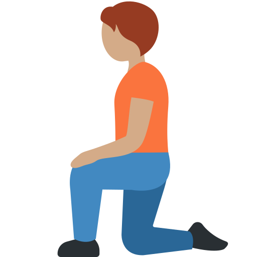 Людина на колінах: середній тон шкіри для Twitter (X) Twemoji 15.0.3