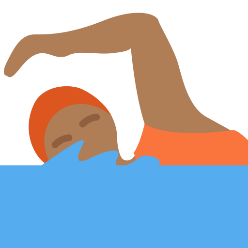 Плавание: темный тон кожи для Twitter (X) Twemoji 15.0.3