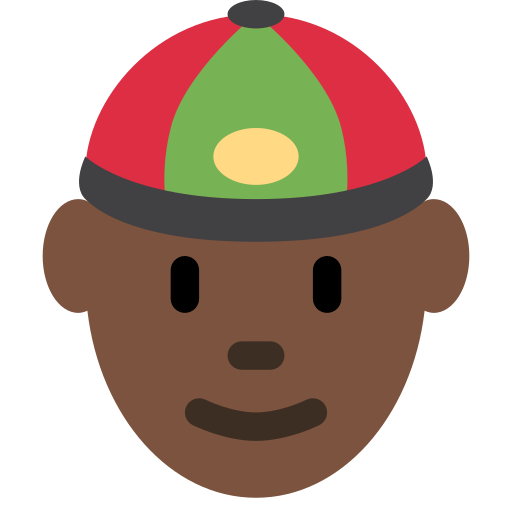 Чоловік у китайській шапці: дуже темний тон шкіри для Twitter (X) Twemoji 15.0.3