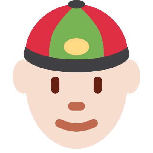 Мужчина в китайской шапке: очень светлый тон кожи для Twitter (X) Twemoji 15.0.3