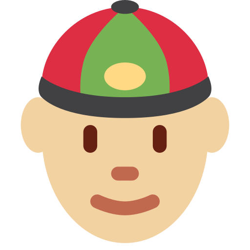 Чоловік в китайській шапці: світлий тон шкіри для Twitter (X) Twemoji 15.0.3