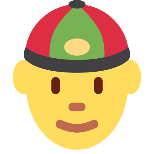 Чоловік у китайській шапці для Twitter (X) Twemoji 15.0.3