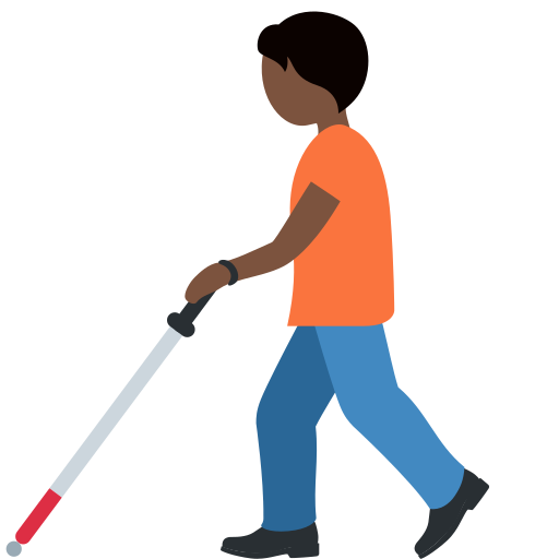  Человек с белой тростью: очень темный тон кожи для Twitter (X) Twemoji 15.0.3