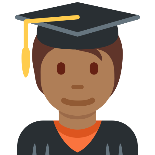 Учащийся: темный тон кожи для Twitter (X) Twemoji 15.0.3