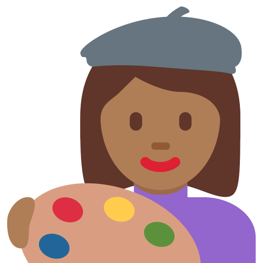 Художница: темный тон кожи для Twitter (X) Twemoji 15.0.3