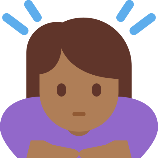 Женщина кланяется: темный тон кожи для Twitter (X) Twemoji 15.0.3