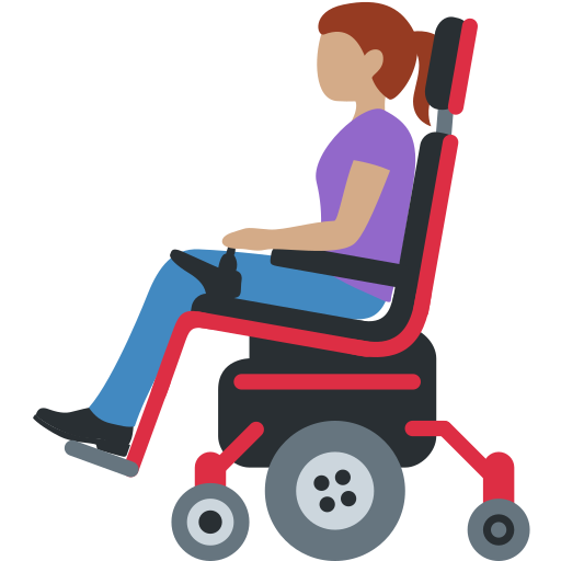 Женщина в электрическом кресле-коляске: средний тон кожи для Twitter (X) Twemoji 15.0.3