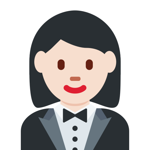 Женщина в смокинге: очень светлый тон кожи для Twitter (X) Twemoji 15.0.3