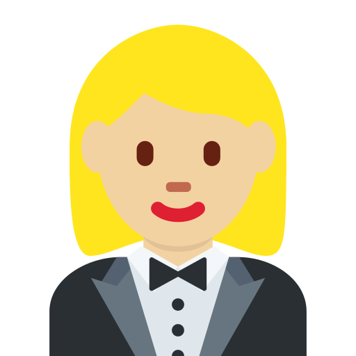Женщина в смокинге: светлый тон кожи для Twitter (X) Twemoji 15.0.3