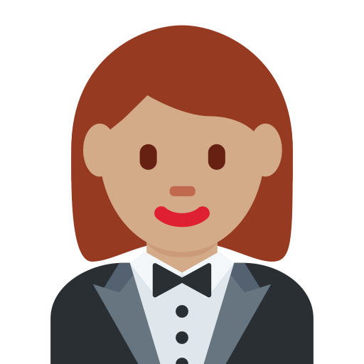 Женщина в смокинге: средний тон кожи для Twitter (X) Twemoji 15.0.3