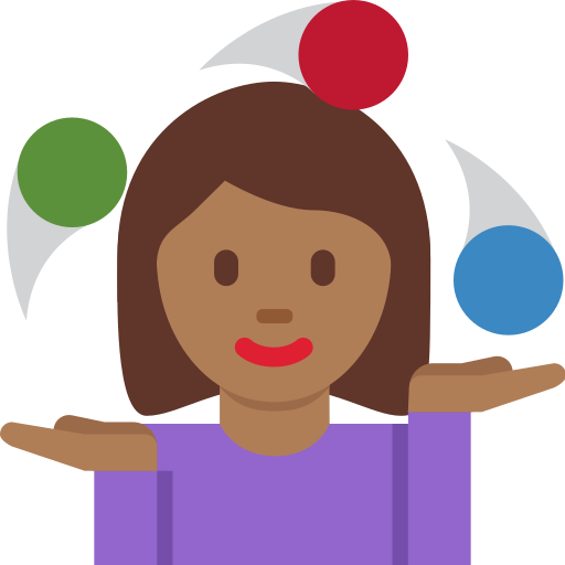 Женщина-жонглер: темный тон кожи для Twitter (X) Twemoji 15.0.3