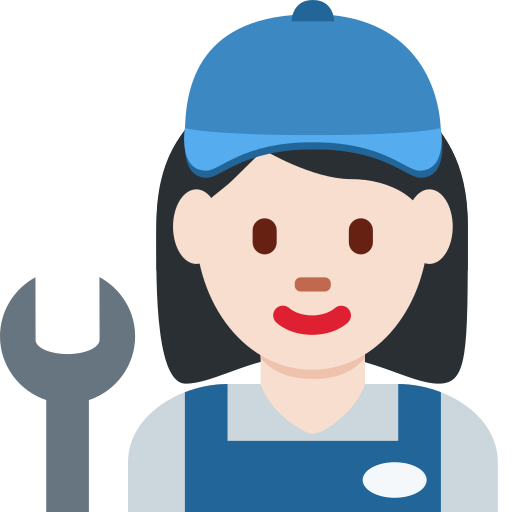 Женщина-механик: очень светлый тон кожи для Twitter (X) Twemoji 15.0.3